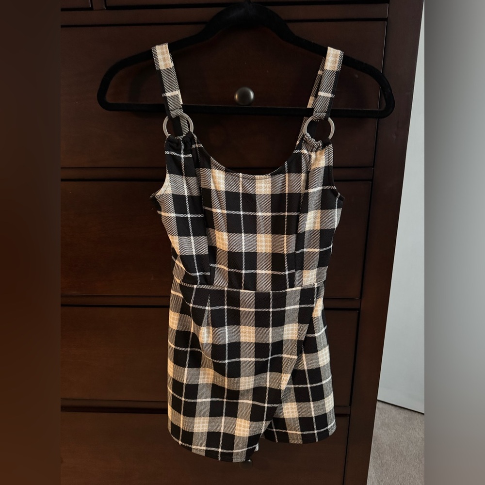 No Boundaries Black, Tan and White Patterned Romper